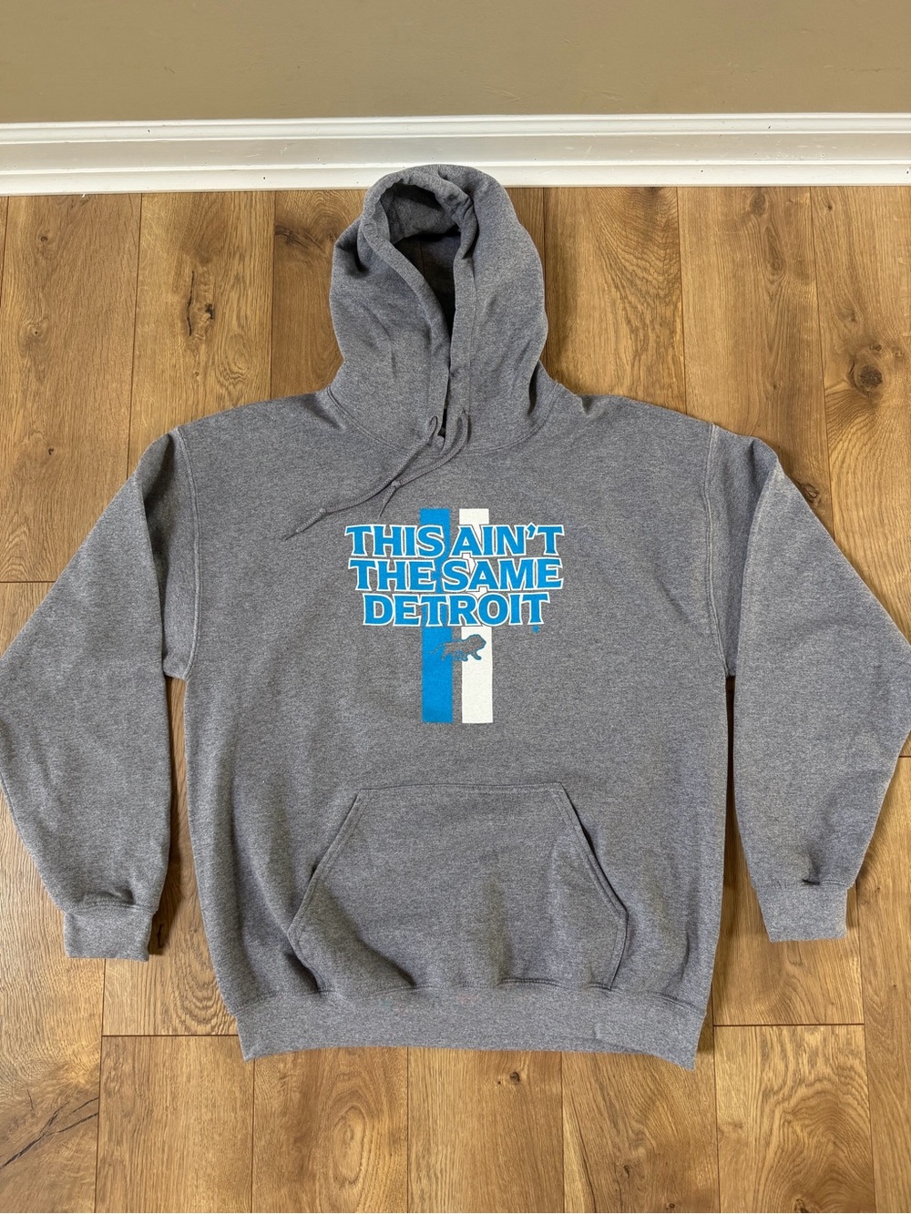 Detroit Lions Football Hoodie Men’s Pullover Size Large Grey Blue White
